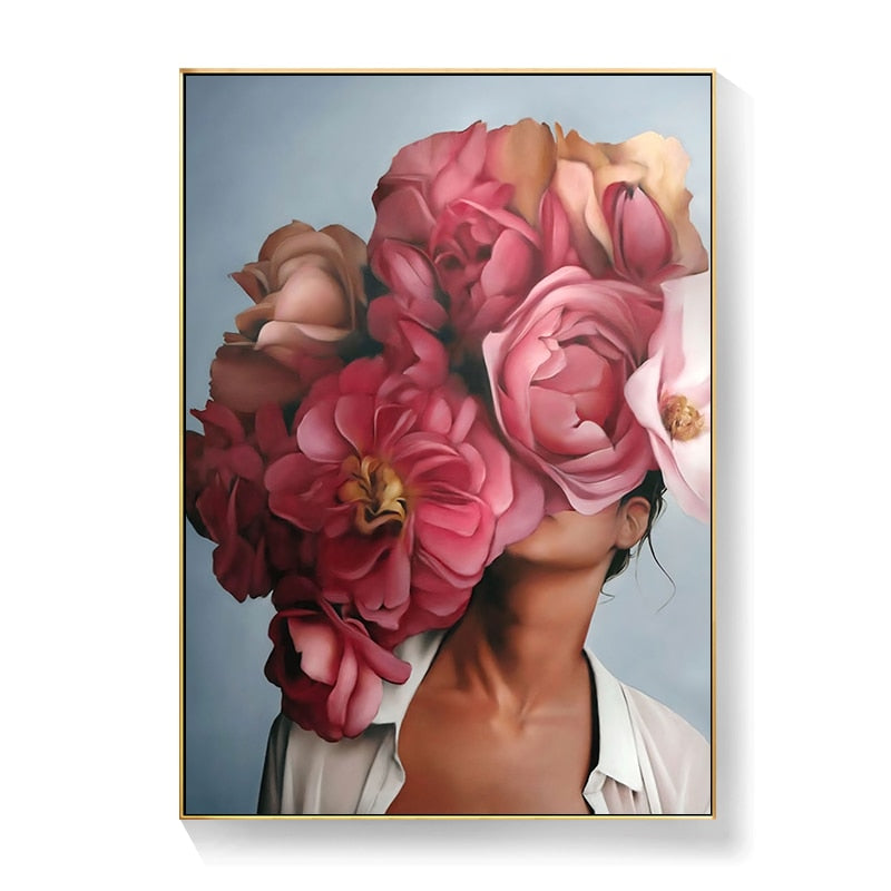 Lady Head Flower Canvas Art