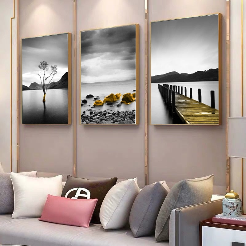 White and Black Bridge Reef Rock Canvas Art