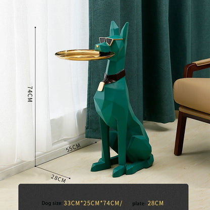 Waiter Dobermann Tray Statue