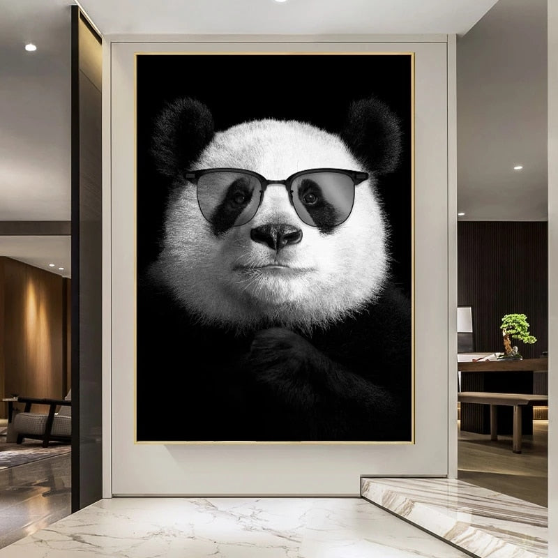 Panda Wearing Glasses Canvas Art