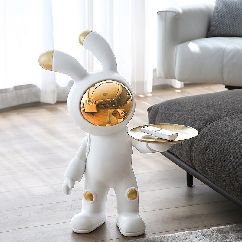 Space Rabbit Bunny Floor Landing Ornament with Tray