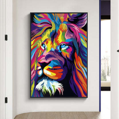 Colorful Lion Head Canvas Art