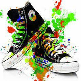 Colorful Graffiti Sneakers Canvas Art