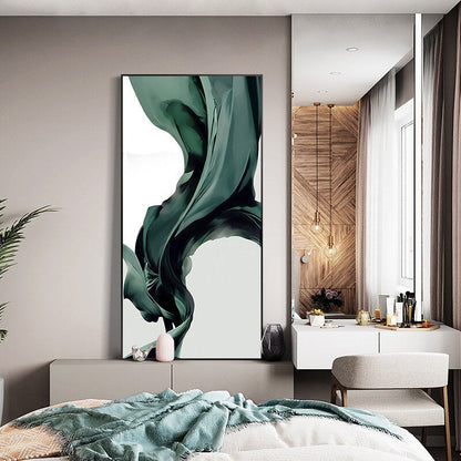 Blackish Green Silk Canvas Art