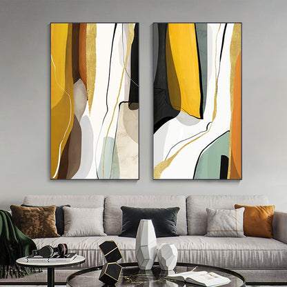 Abstract Yellow Brown White Canvas Art