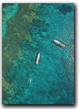 Beach Overlooking Blue Ocean Canvas Art