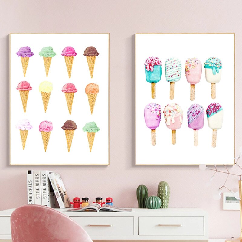 Delicious Colorful Donut Ice Cream Canvas Art