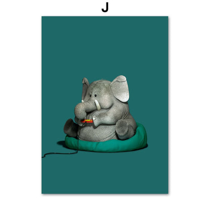 Animal Play Games Canvas Art