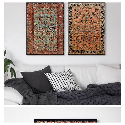 Antique Persian Carpet Retro Wall Art Canvas