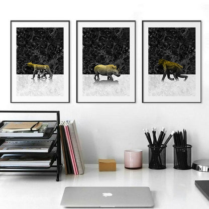 Animal Black and White Background Canvas Art