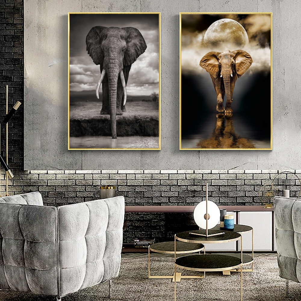 Elephant Moon Canvas Art