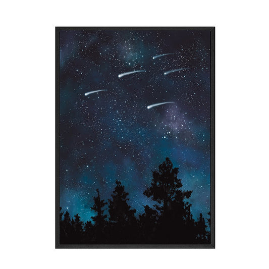 Aurora Borealis Shooting Stars Sky Moon Canvas Art