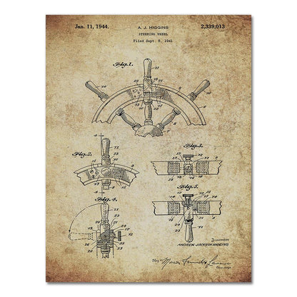 Sailboat Anchor Patent Blueprint Canvas Art