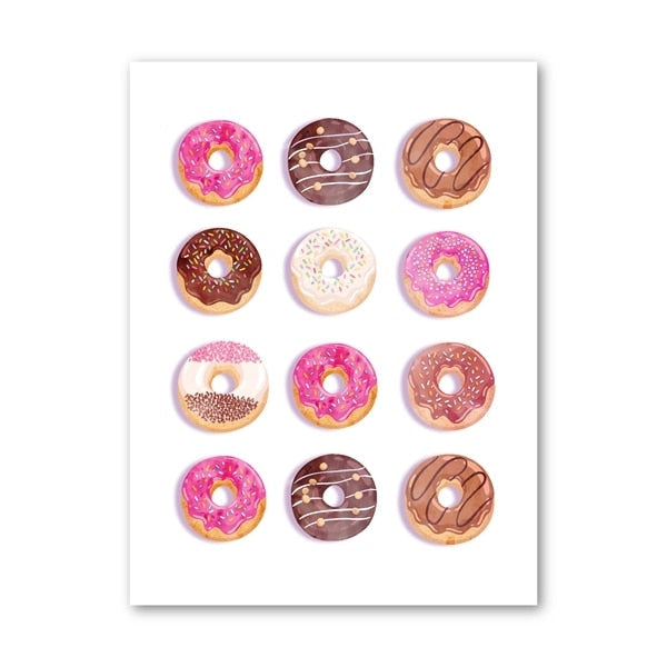 Delicious Colorful Donut Ice Cream Canvas Art