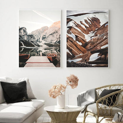 Mountain Scenery and Horse Canvas Art