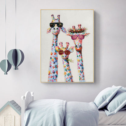 Cartoon Giraffes Family Wall Art Canvas