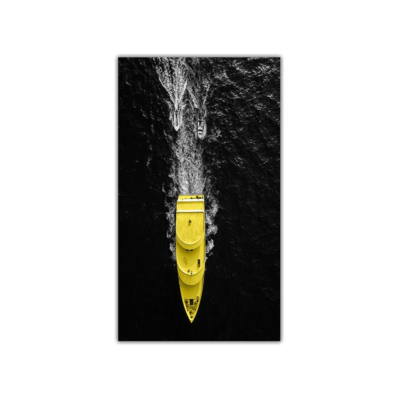 Deep Sea Whale Yacht Sea Canvas Art