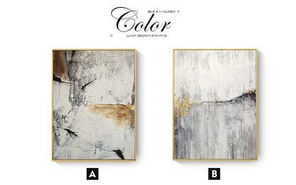 Gray Marble Abstract Gold Line Canvas Art