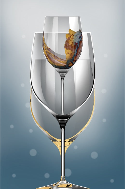 Wine Glass Gold Canvas Art