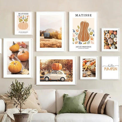 Autumn Pumpkin Car Canvas Art