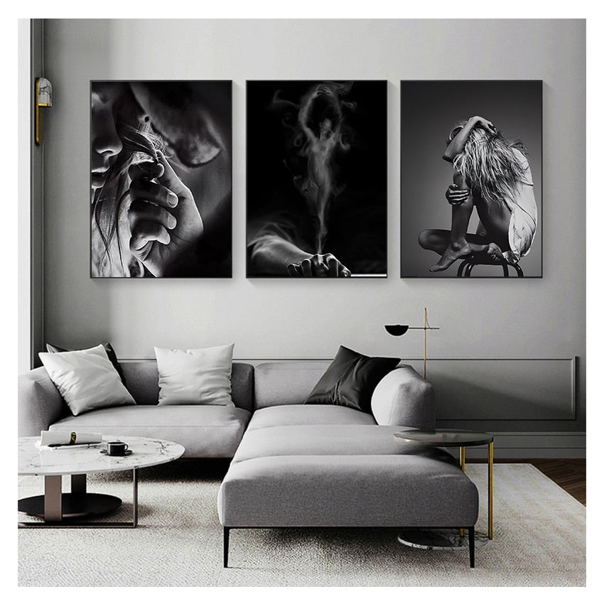 Black and White Woman Portrait Canvas Art