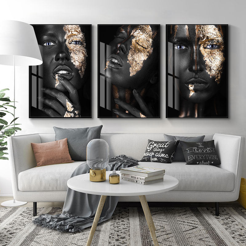 African Black and Gold Woman Canvas Art