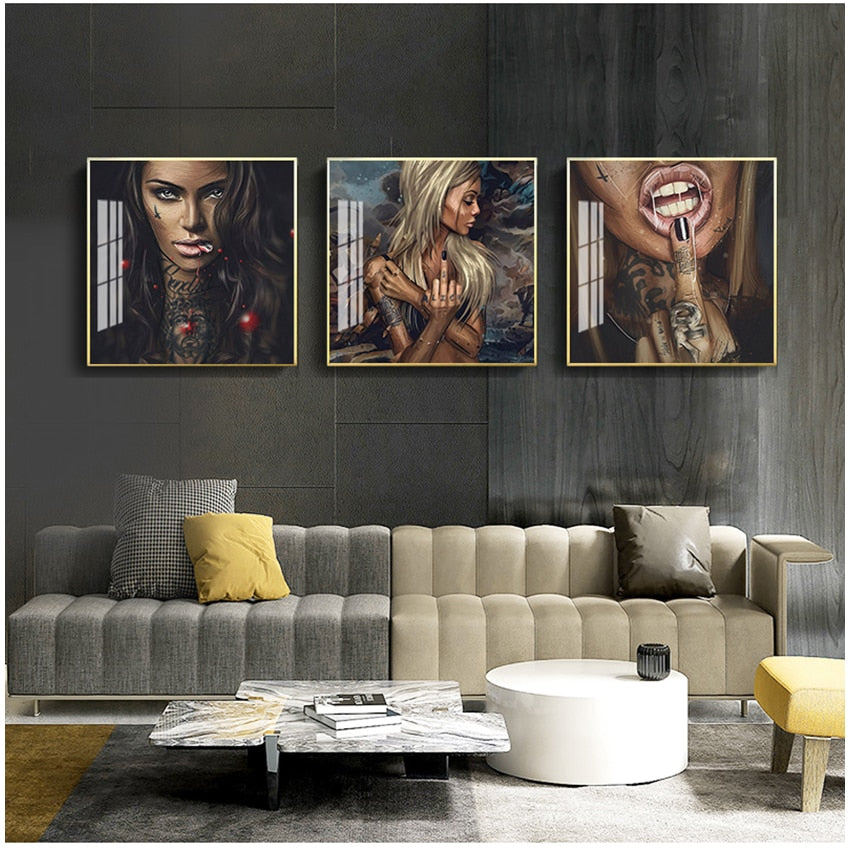 Cool Sexy Tattoo Girl Canvas Art