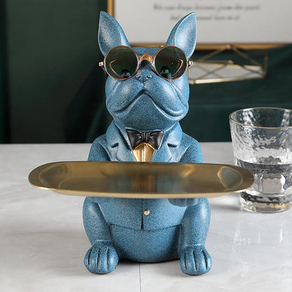 Sitting Bulldog Tray Statue