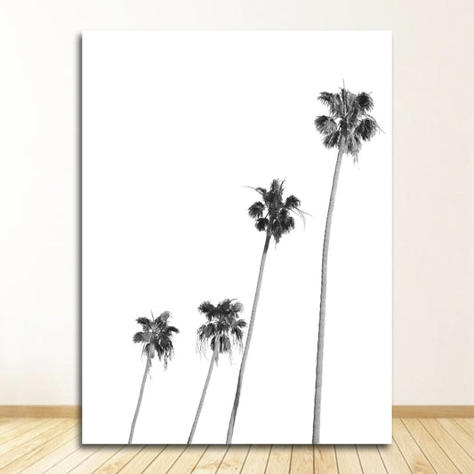 Black and White Beach Palm Surf Canvas Art