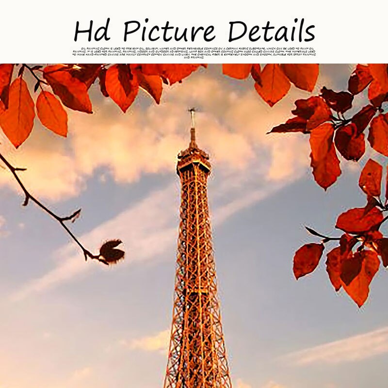 Eiffel Tower with Autumn Leaves Art Canvas