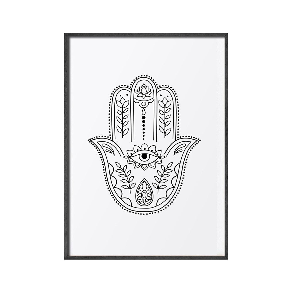 Mandala Buddha Lotus Line Zen Canvas Art