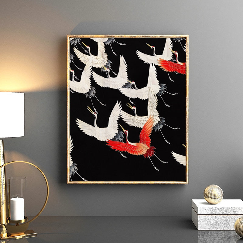 Japanese Style Crane Canvas Art