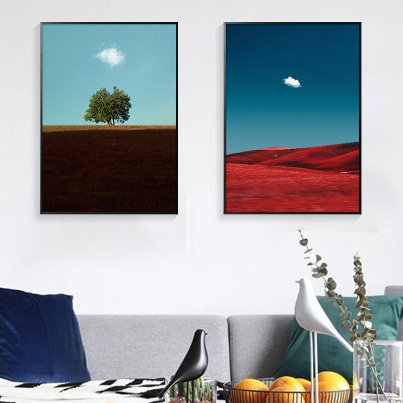 Simple Blue Sky and White Clouds Landscape Canvas Art