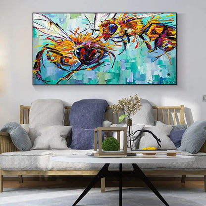 Two Bees Oil Painting Wall Art Canvas