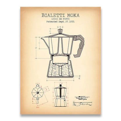 Coffee Pot Patent Blueprint Canvas Art