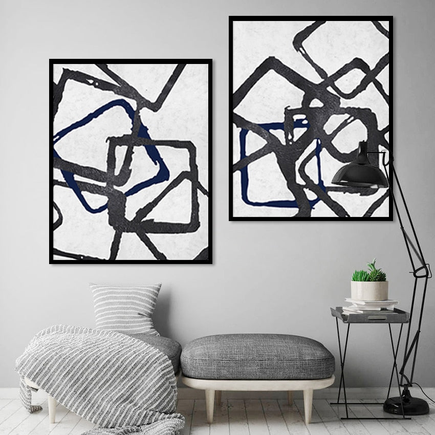 Black and White Abstract Canvas Art