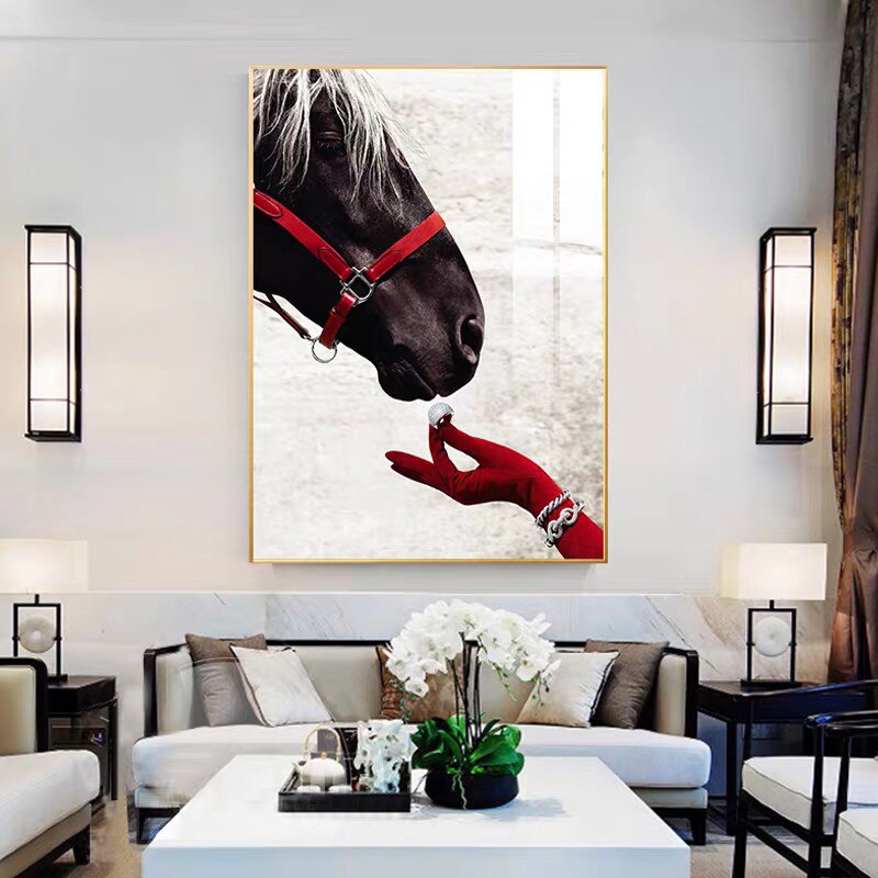 Zebra Horse Red Glove Ring Canvas Art