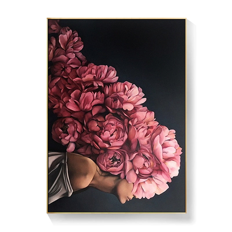 Lady Head Flower Canvas Art