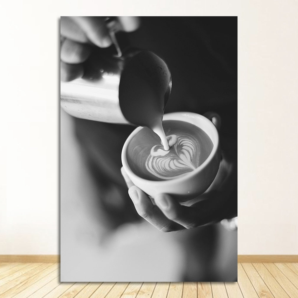 Black and White Coffee Canvas Art