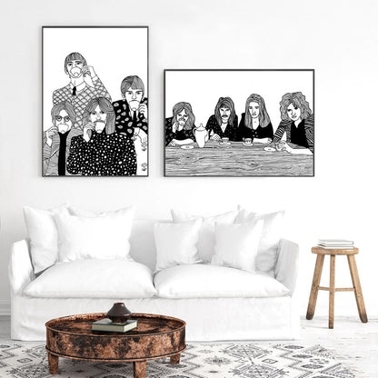 Black and White Queen Band Canvas Art