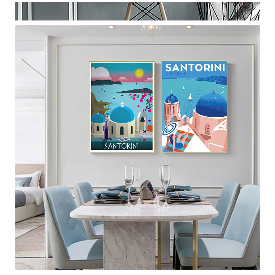 Greece Santorini Island Art Canvas