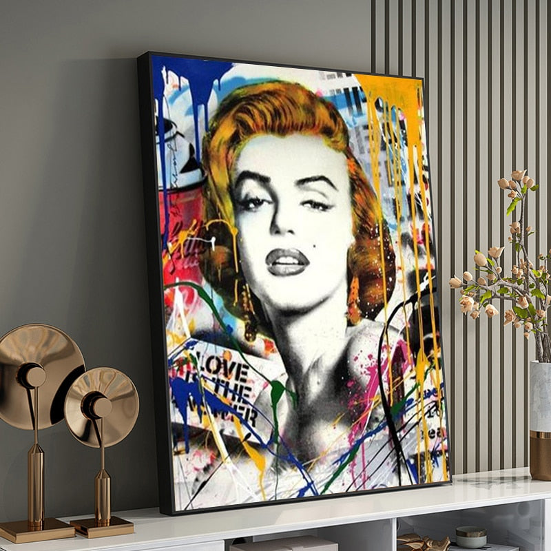 Graffiti Marilyn Monroe Portrait Canvas Art