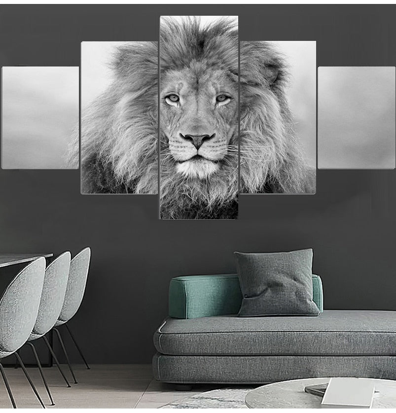 Black and White Lion Canvas Art