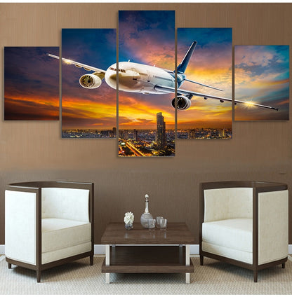 Airplane Sunset Canvas Art