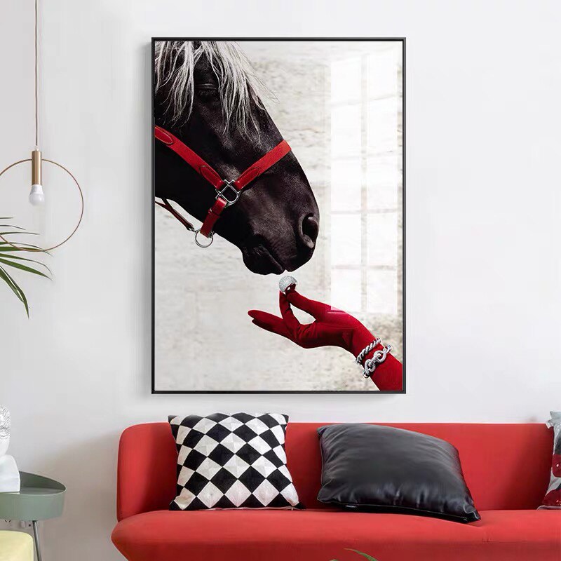 Zebra Horse Red Glove Ring Canvas Art