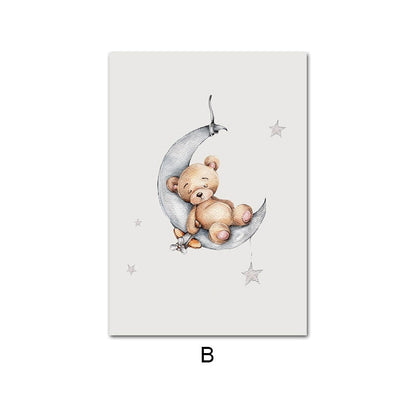 Baby Nursery Wall Art Bear Bunny Canvas