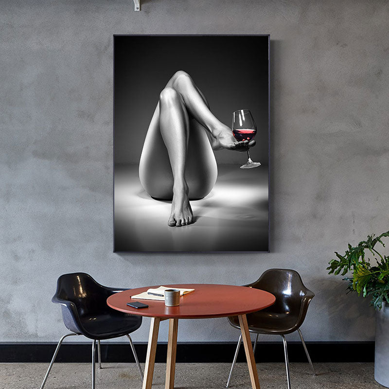 Nude Woman Wine Glass Canvas Art