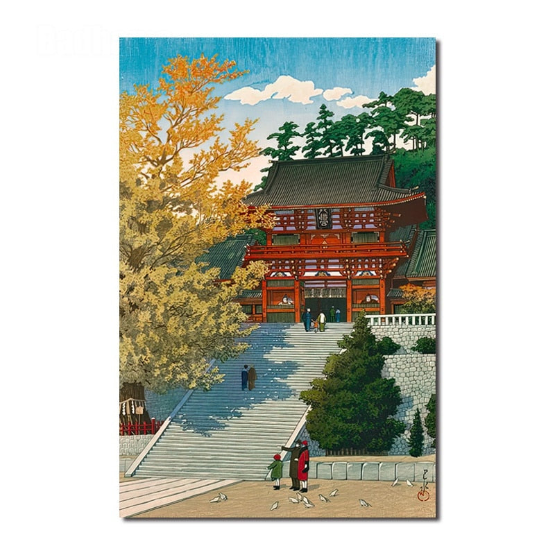 Chinese Temple Winter Canvas Art