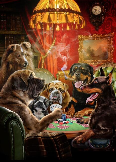 Dogs Playing Poker Canvas Art