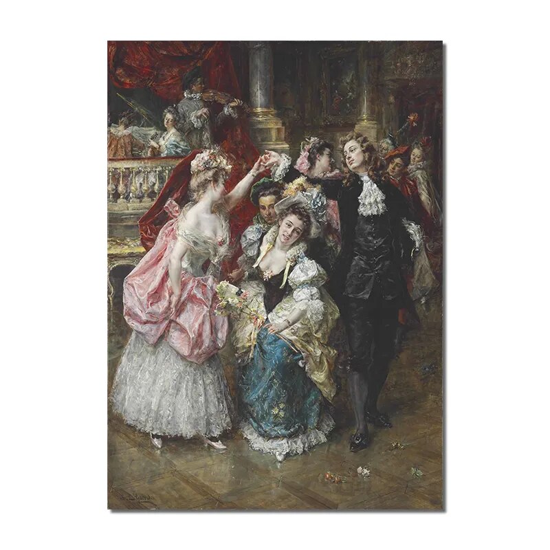 Vintage European Party Palace Canvas Art